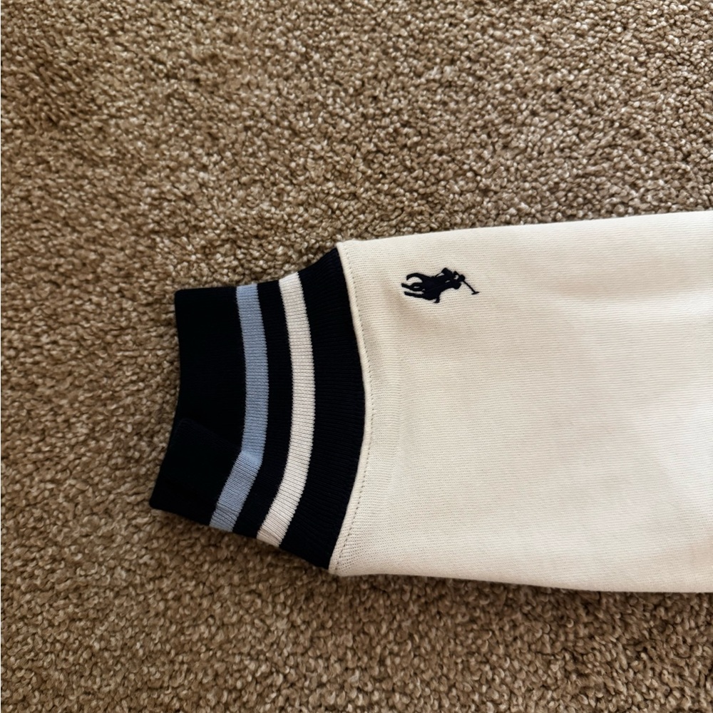 Ralph Lauren Cream Sweater with Black and Gray Stripes